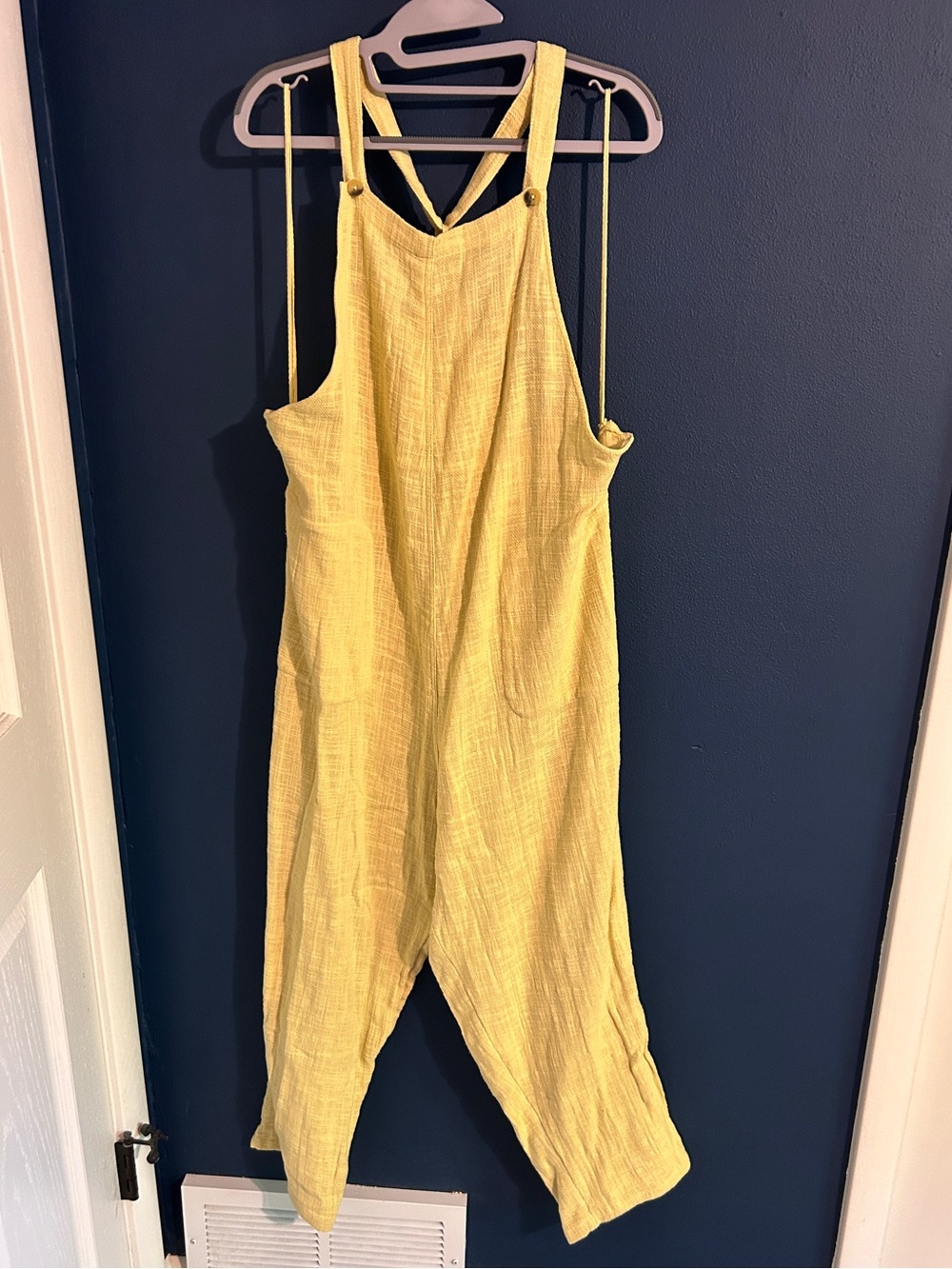 Free People Yellow Linen-Blend Relaxed Overalls